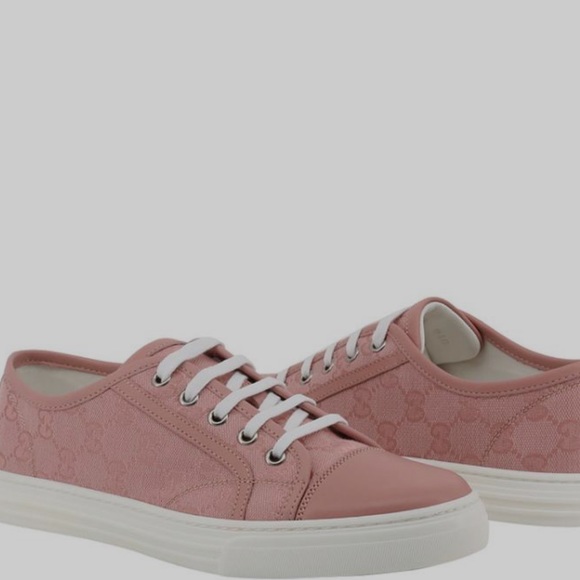 Brand new Gucci Pink GG Canvas and Leather Sneakers - Picture 1 of 4